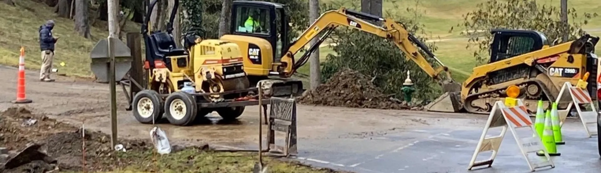 Workers completing repair