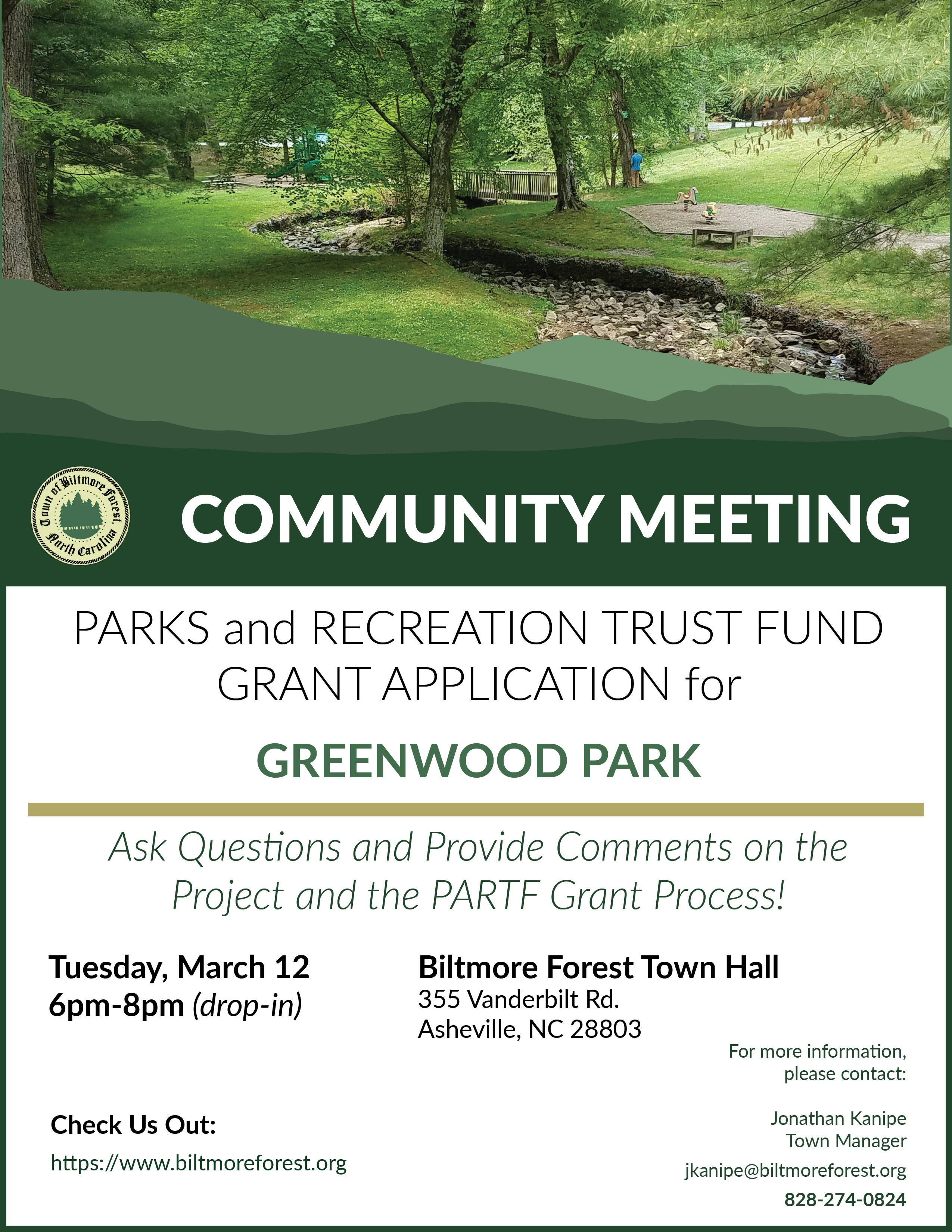 Biltmore Forest Community Meeting for NC PARTF Grant Application